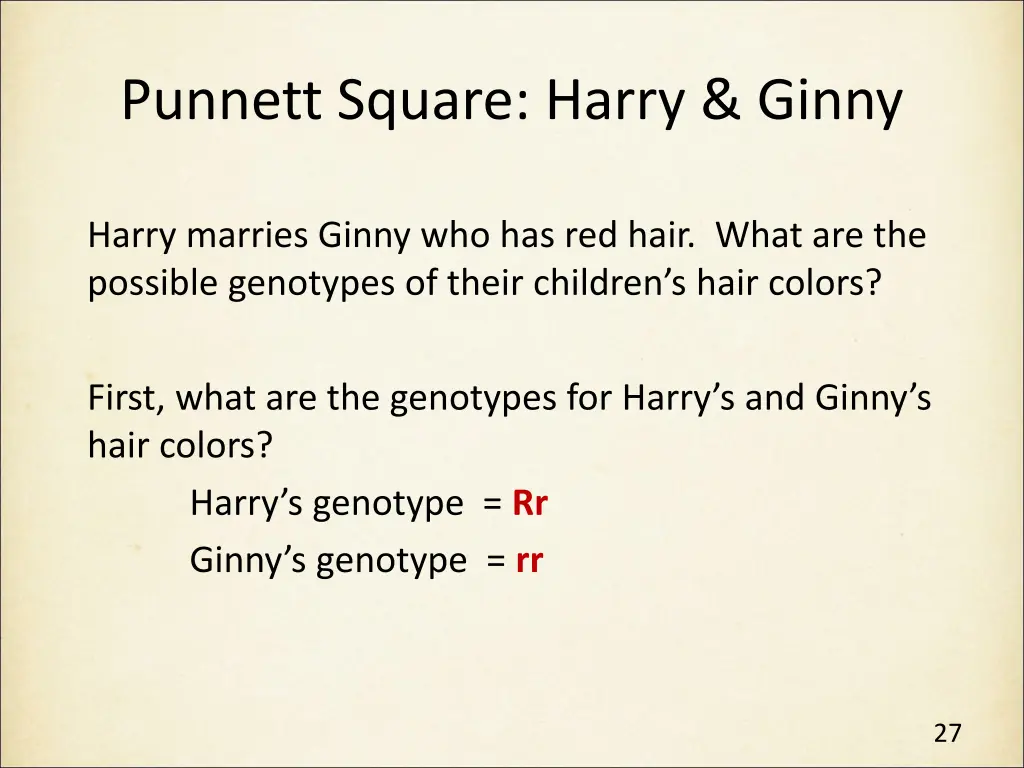 punnett square harry ginny