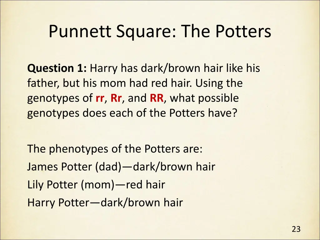 punnett square the potters 1