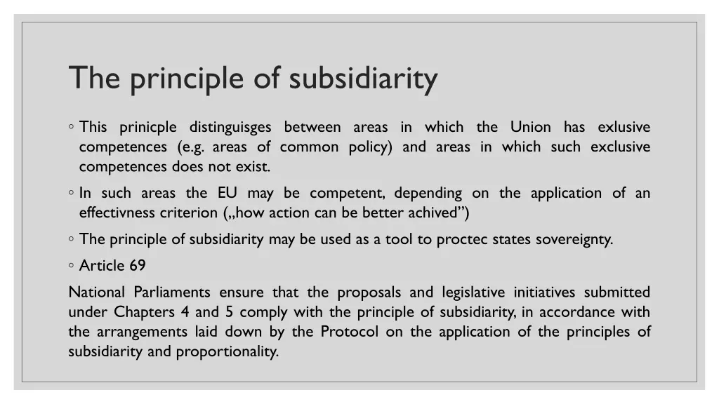 the principle of subsidiarity 1