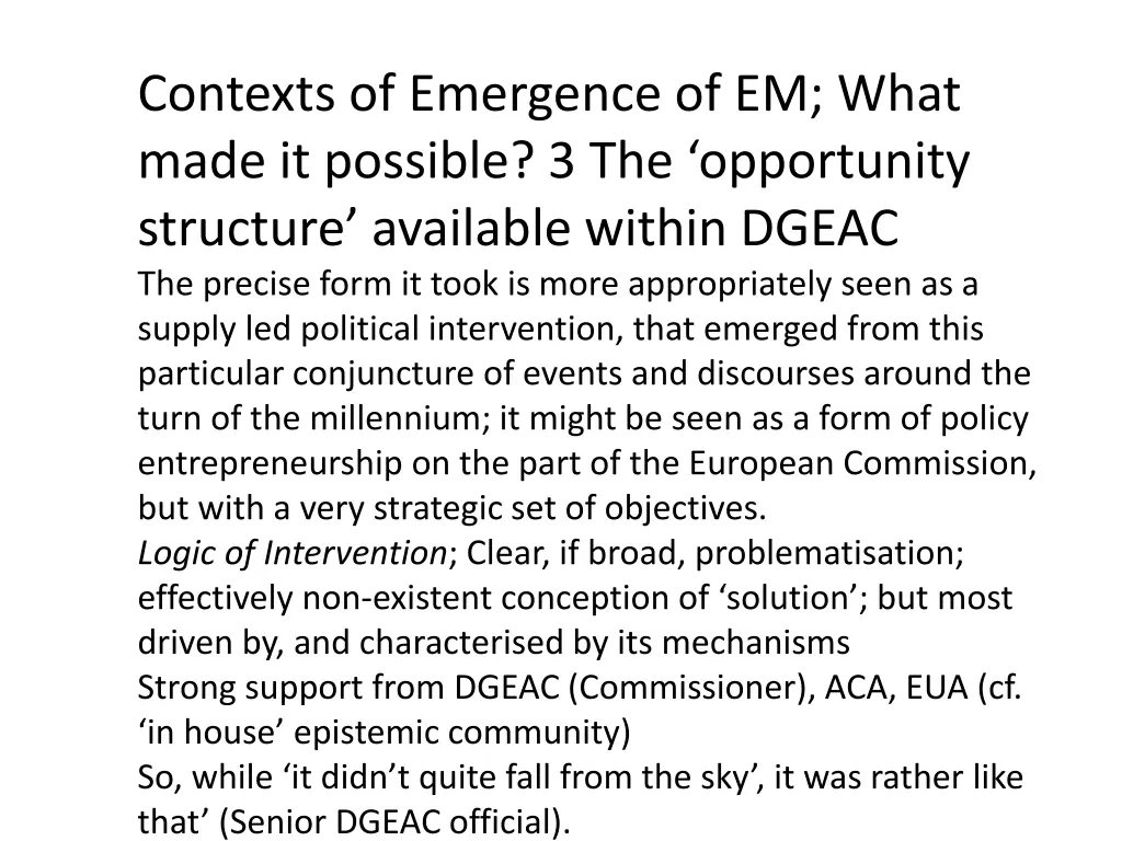 contexts of emergence of em what made it possible 2