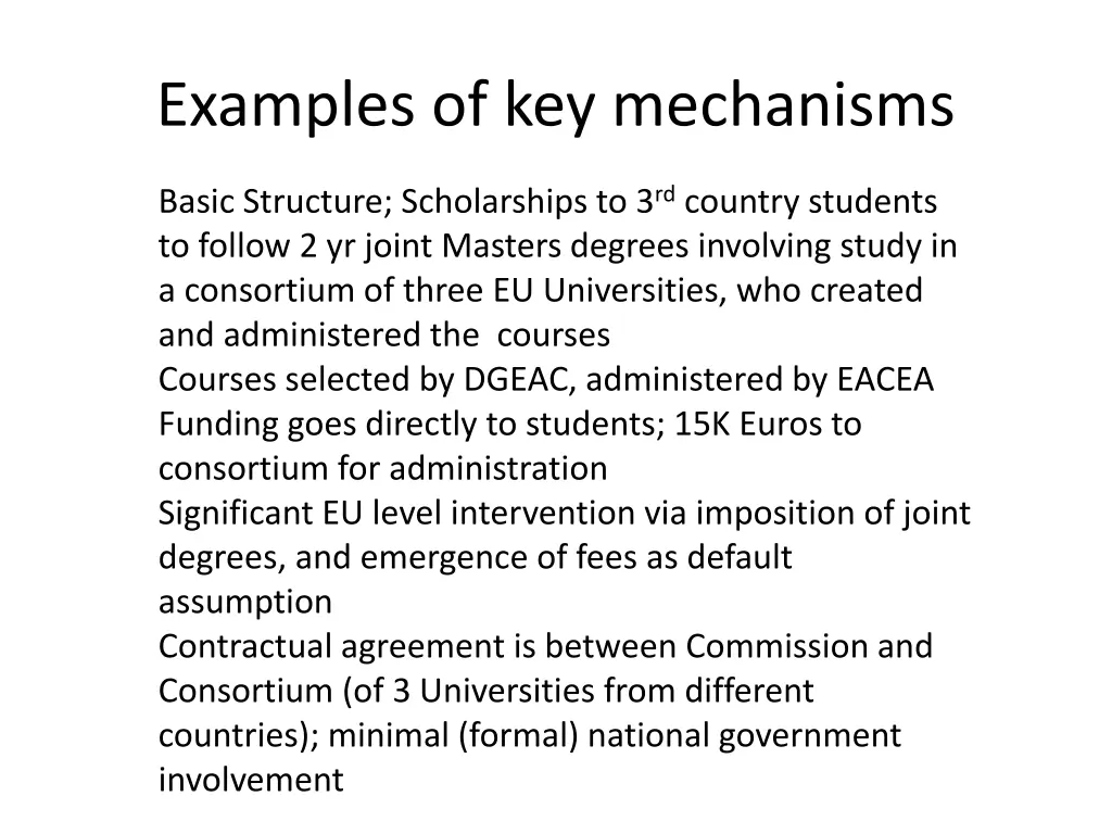 examples of key mechanisms