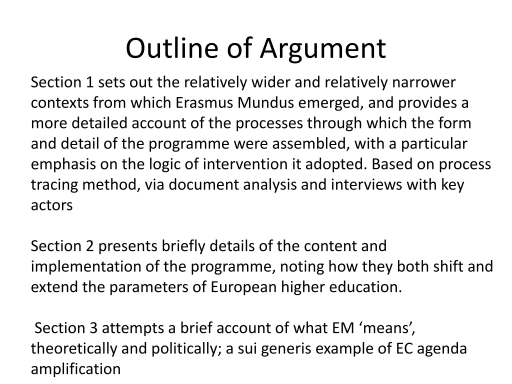 outline of argument