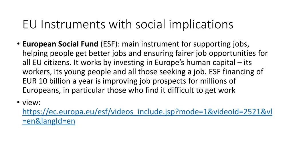 eu instruments with social implications