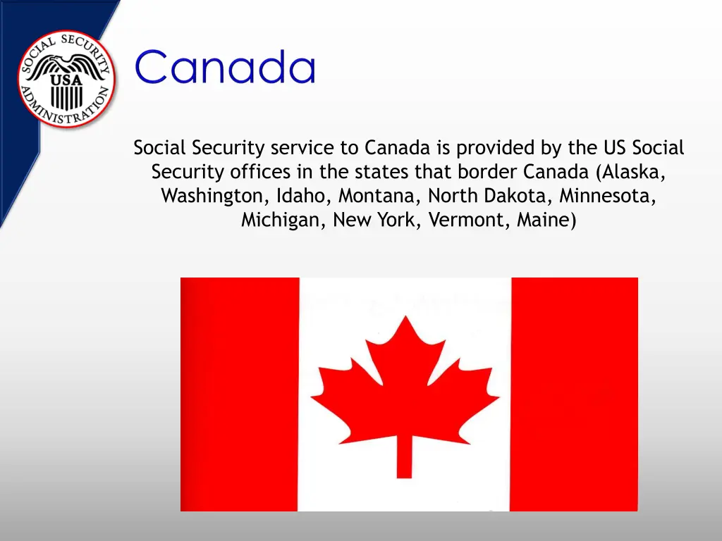 social security service to canada is provided