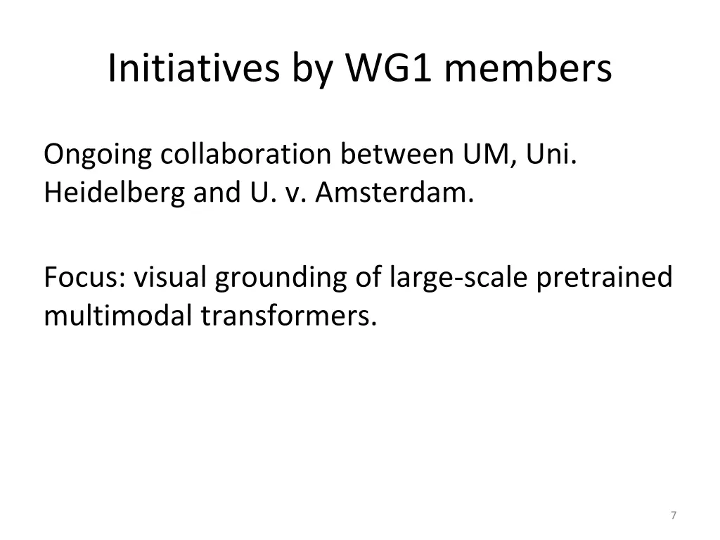 initiatives by wg1 members 2