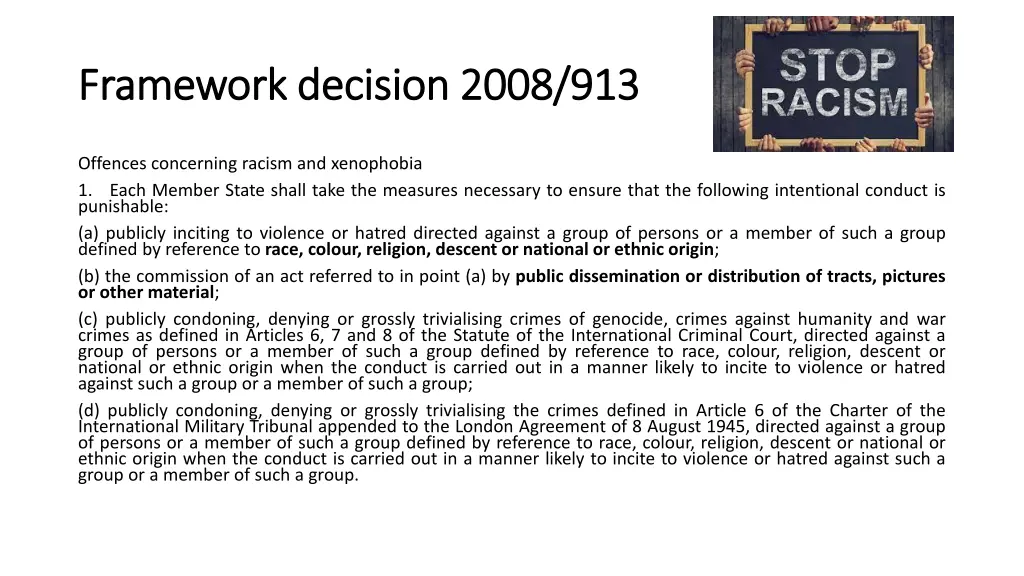 framework framework decision 1