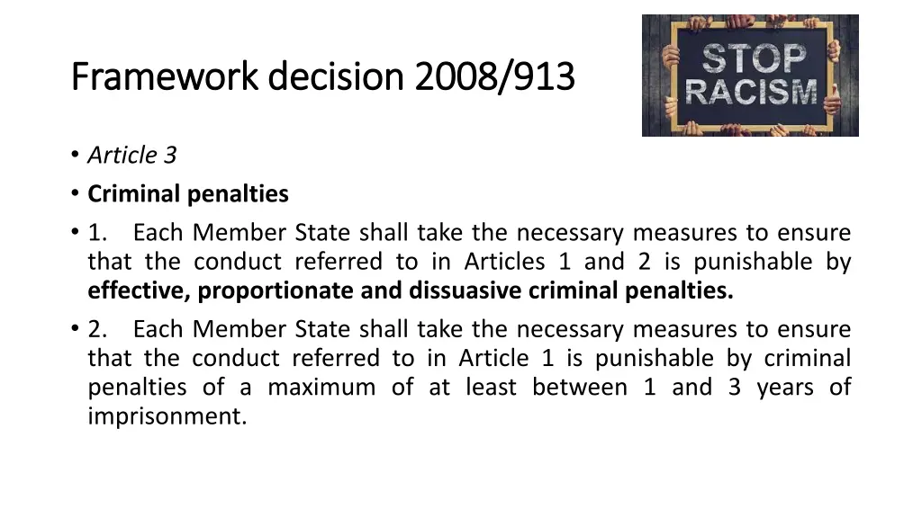 framework framework decision 2