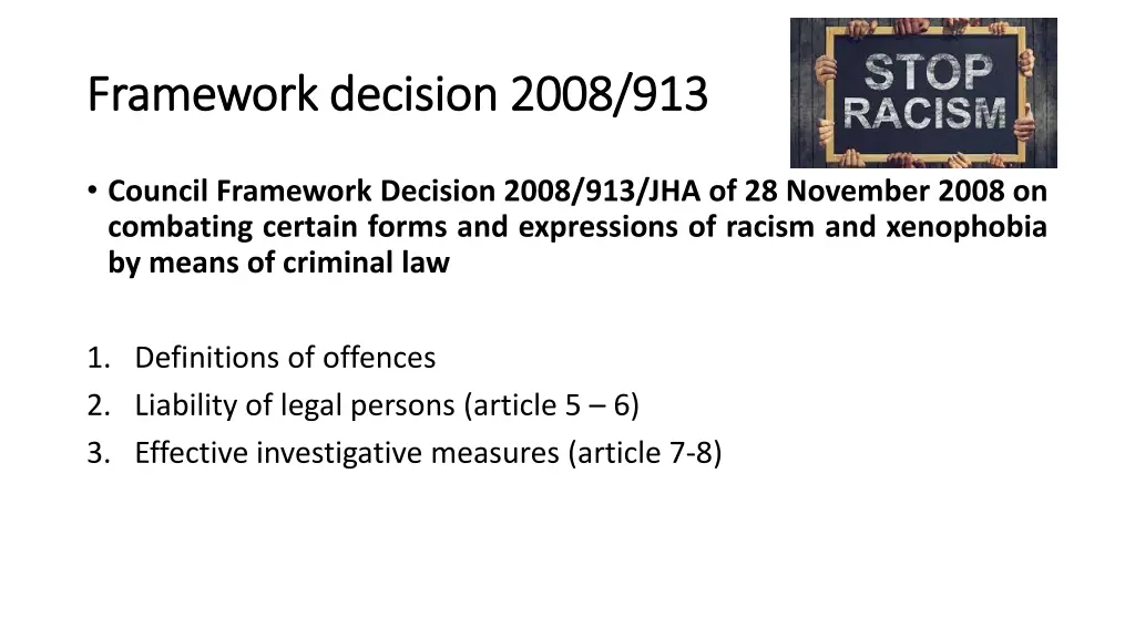 framework framework decision