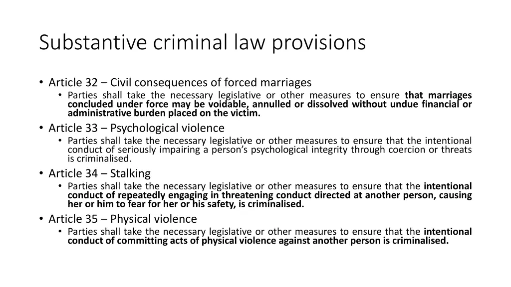 substantive criminal law provisions