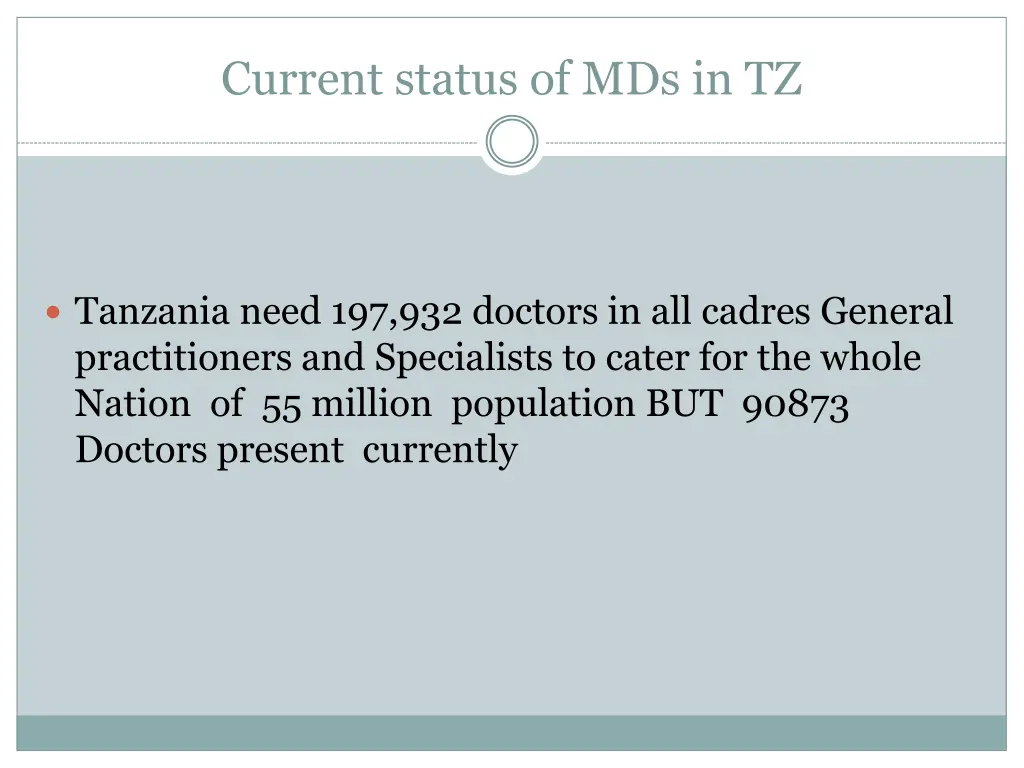 current status of mds in tz 1