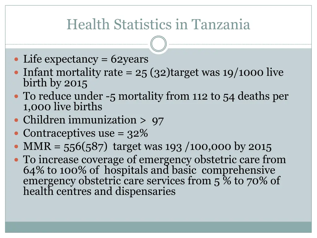 health statistics in tanzania