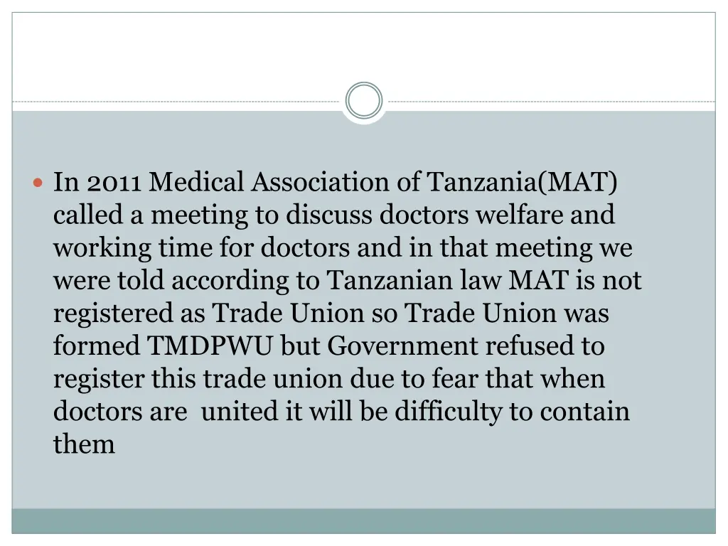 in 2011 medical association of tanzania