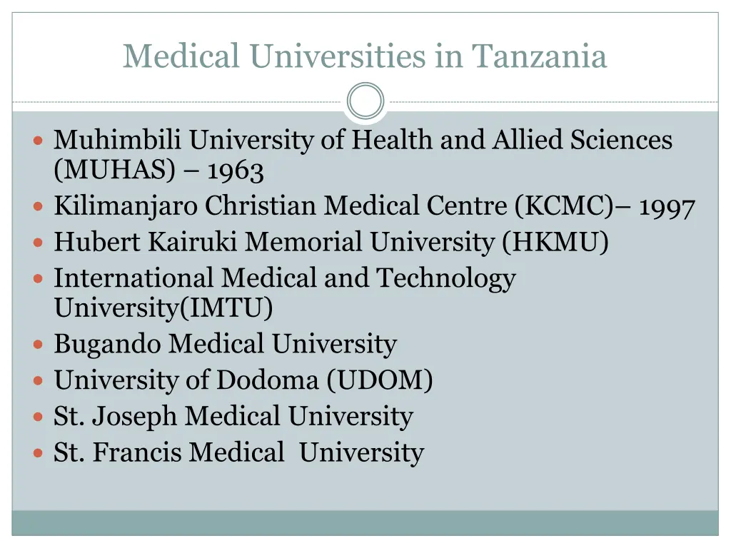 medical universities in tanzania