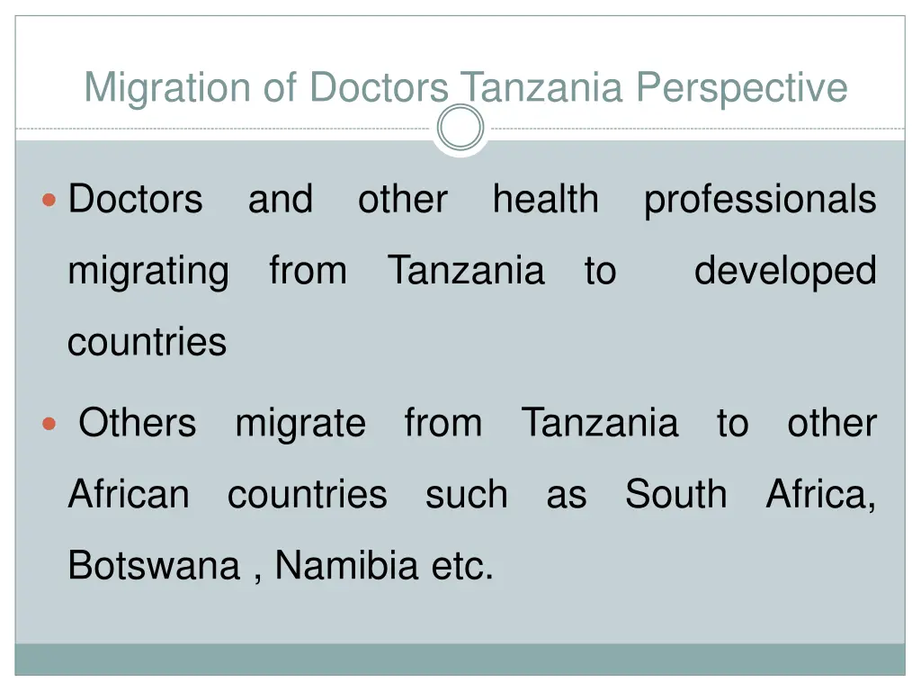 migration of doctors tanzania perspective