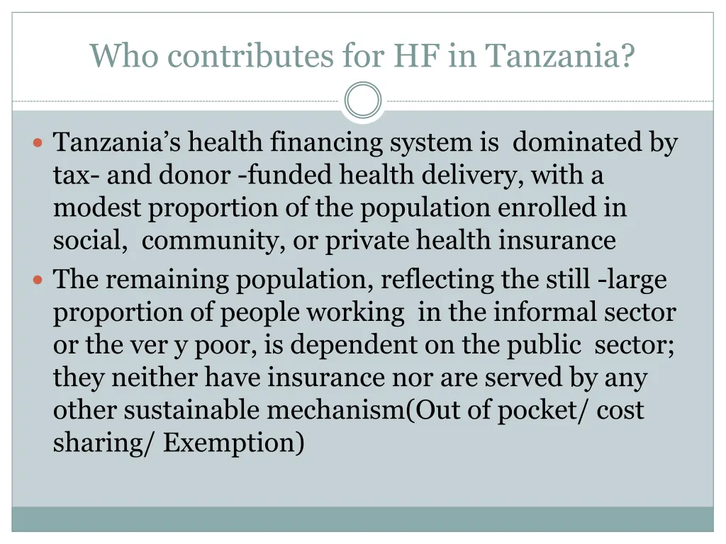 who contributes for hf in tanzania