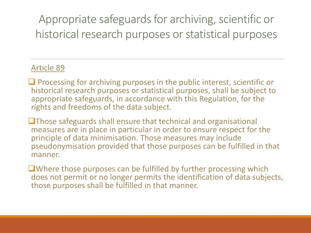 appropriate safeguards for archiving scientific