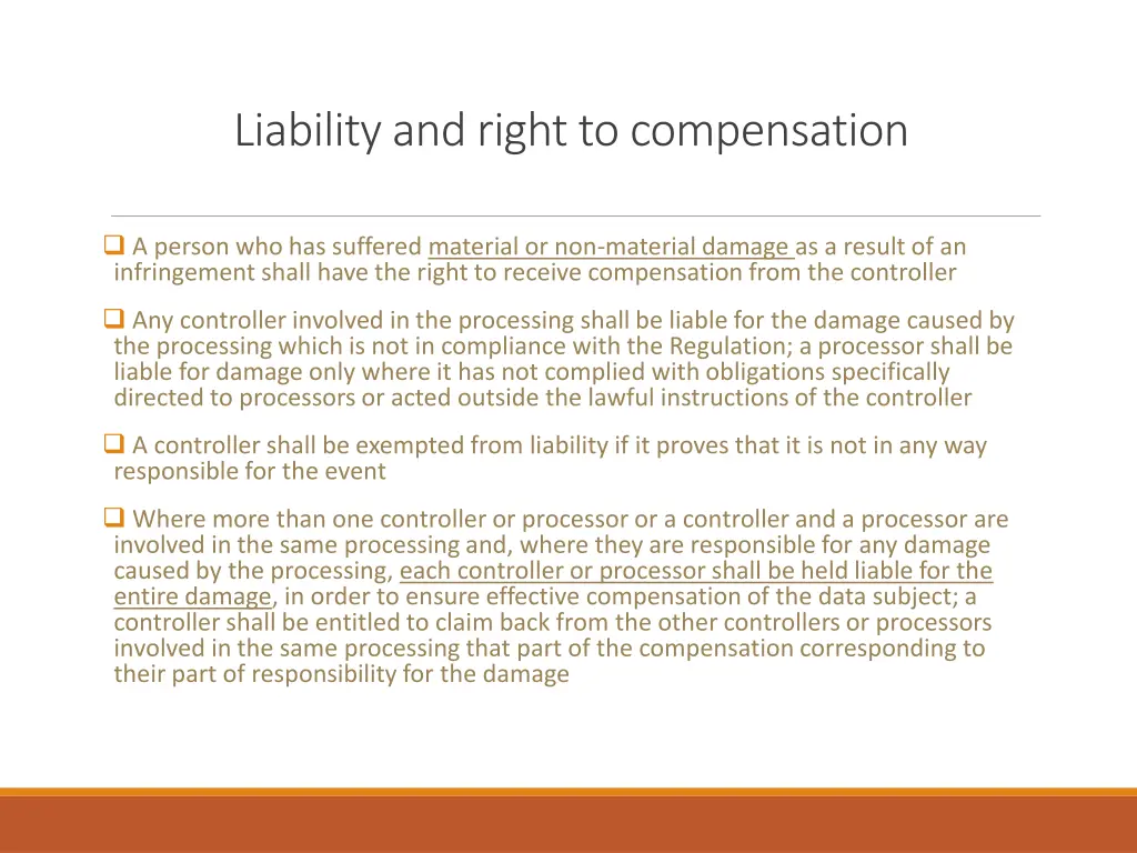 liability and right to compensation