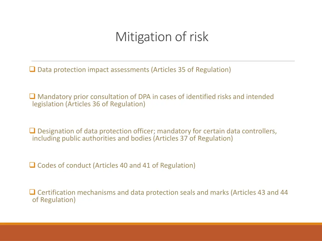 mitigation of risk