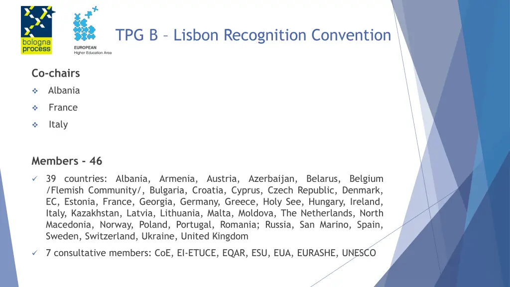 tpg b lisbon recognition convention