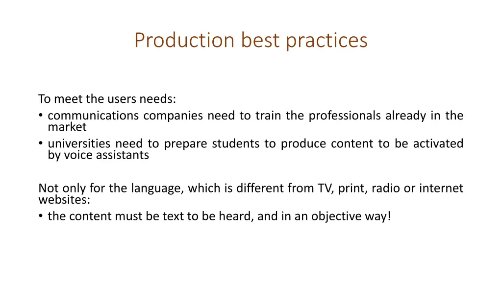 production best practices