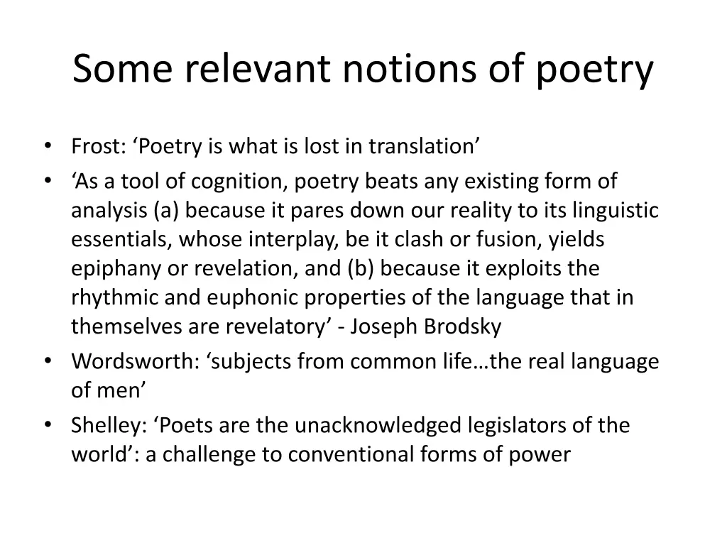 some relevant notions of poetry