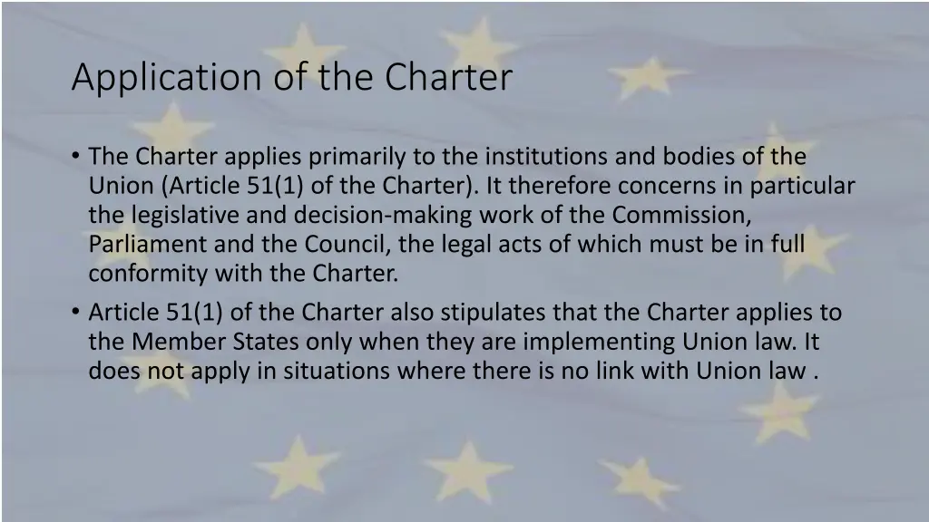 application of the charter