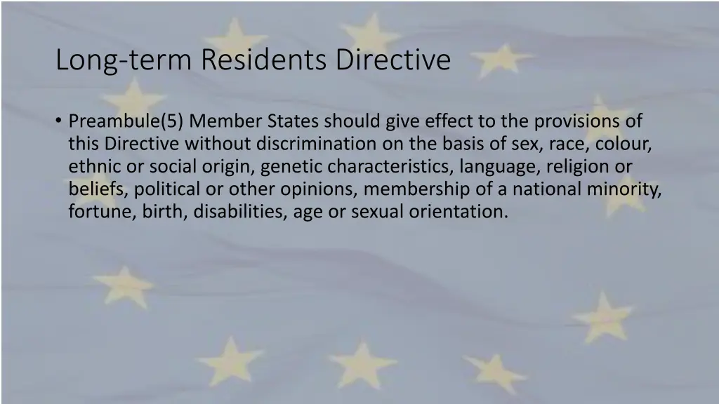 long term residents directive