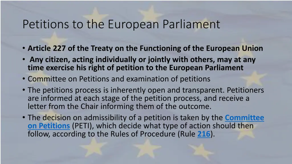 petitions to the european parliament