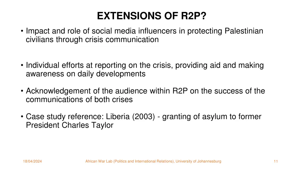 extensions of r2p