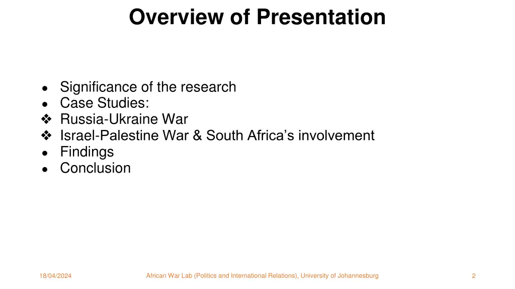 overview of presentation