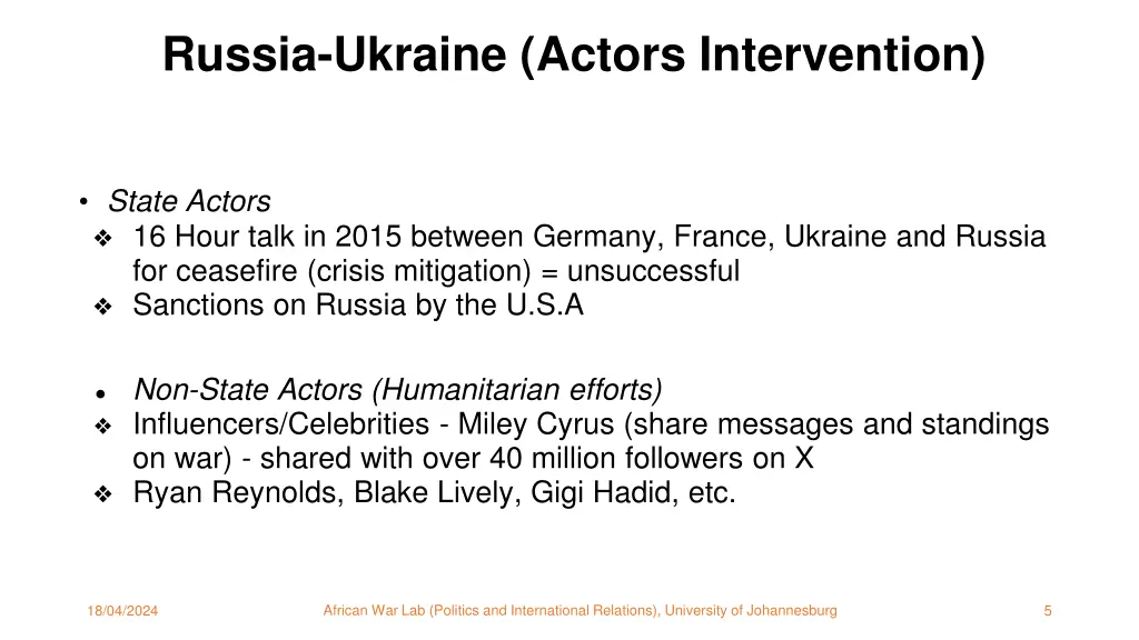 russia ukraine actors intervention