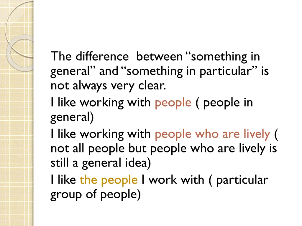 the difference between something in general