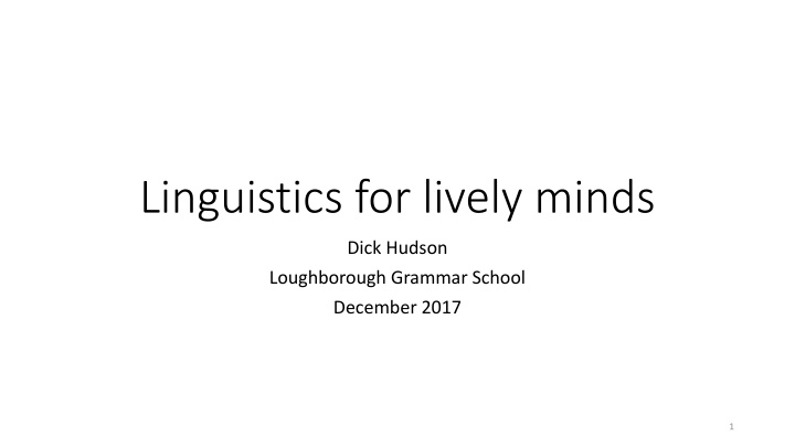 linguistics for lively minds