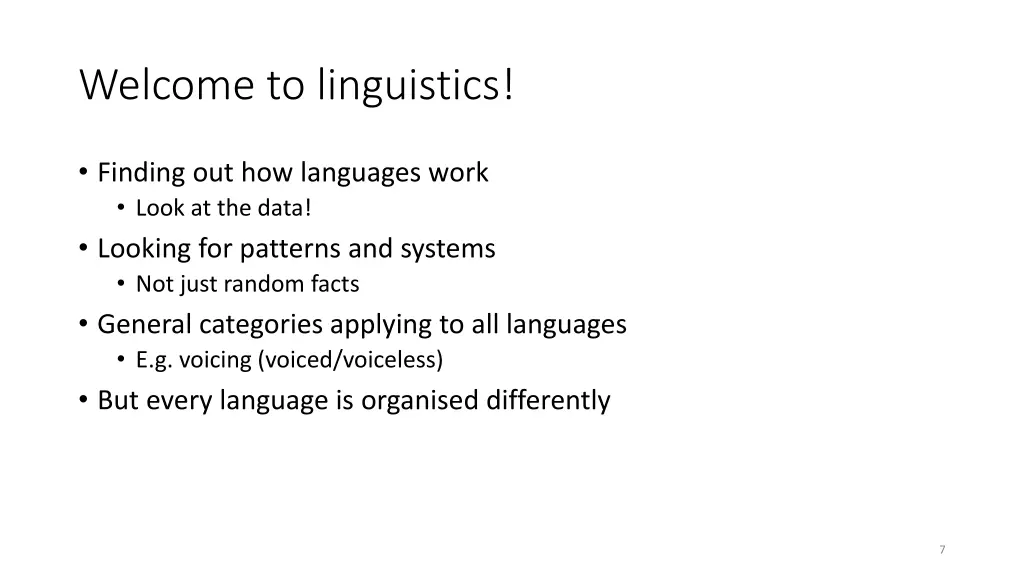 welcome to linguistics