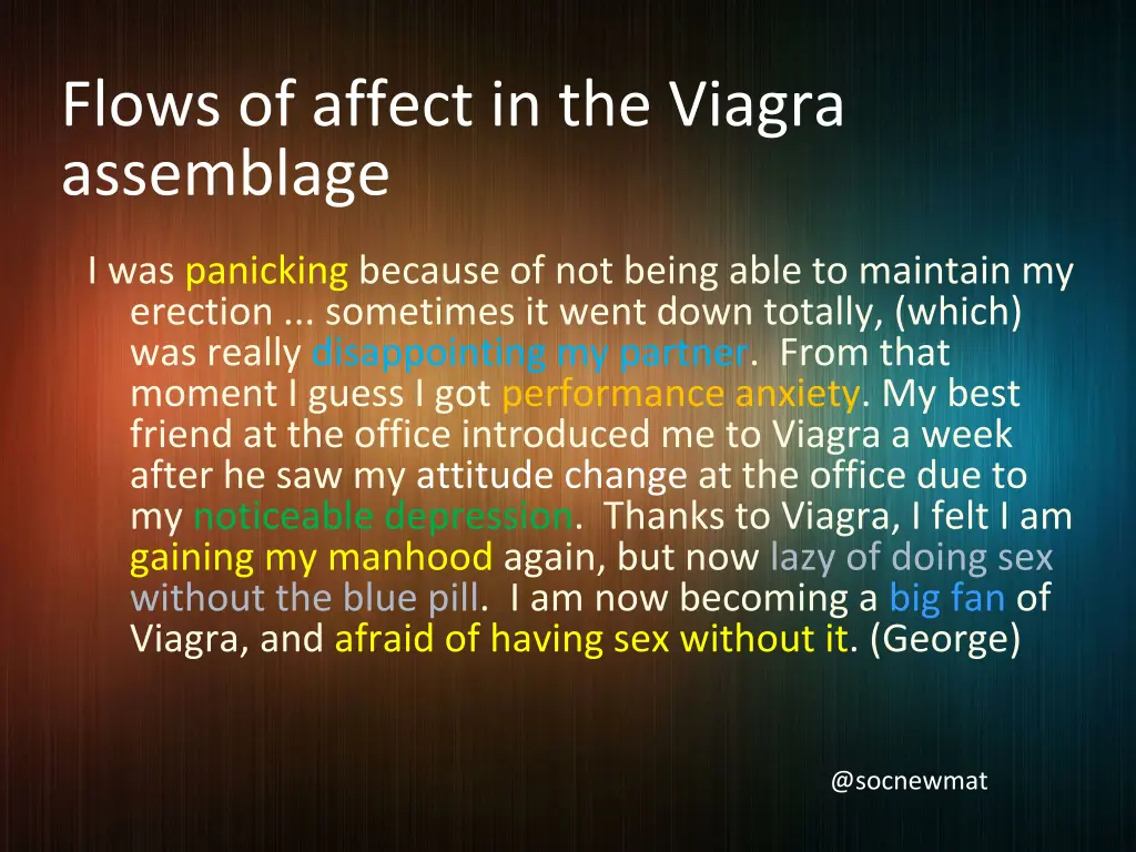 flows of affect in the viagra assemblage