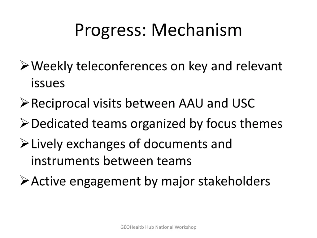 progress mechanism