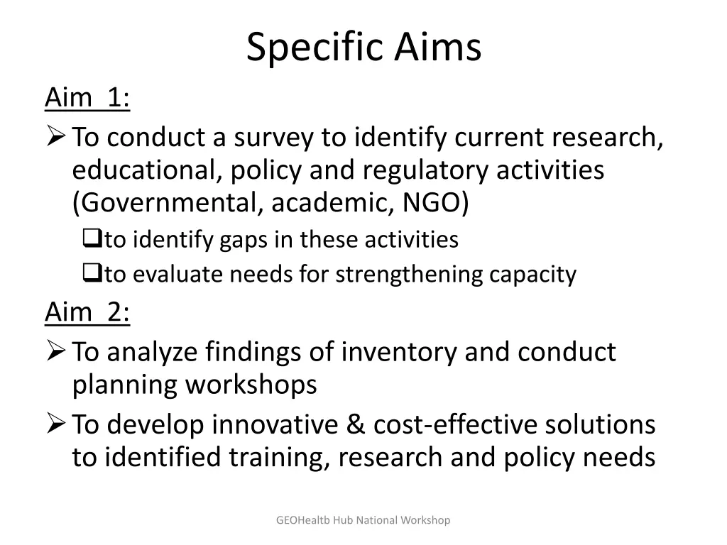 specific aims