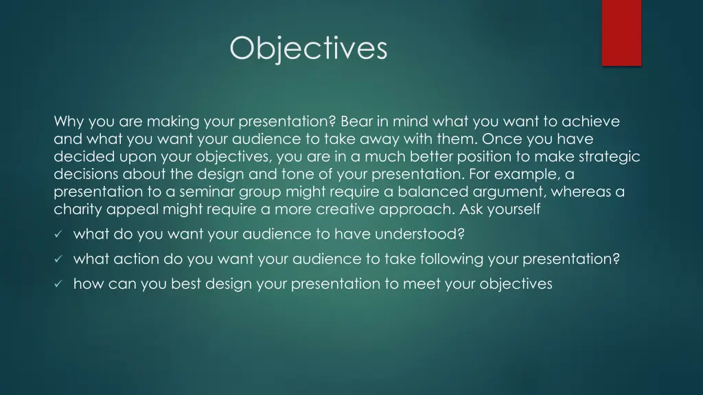 objectives