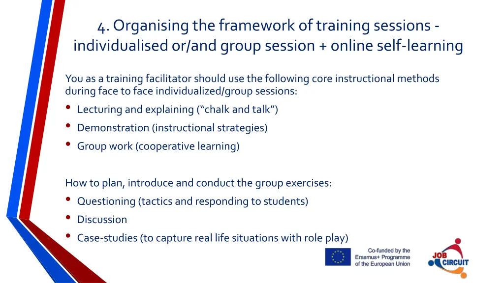 4 organising the framework of training sessions