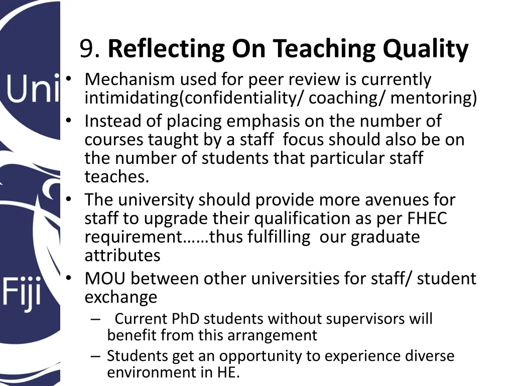 9 reflecting on teaching quality mechanism used