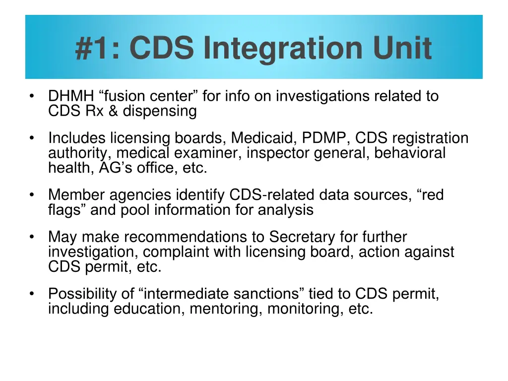 1 cds integration unit