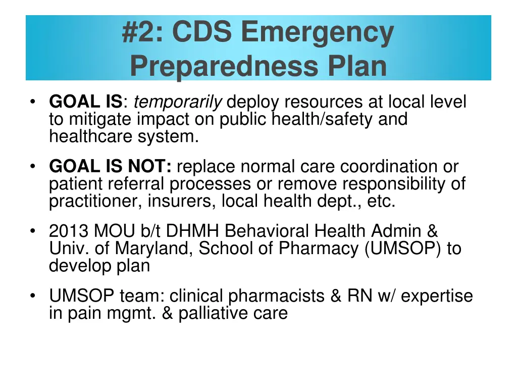 2 cds emergency preparedness plan goal