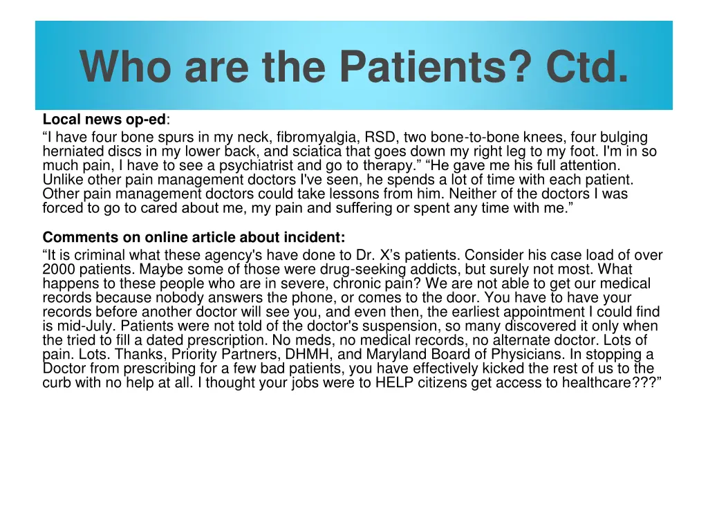 who are the patients ctd 1