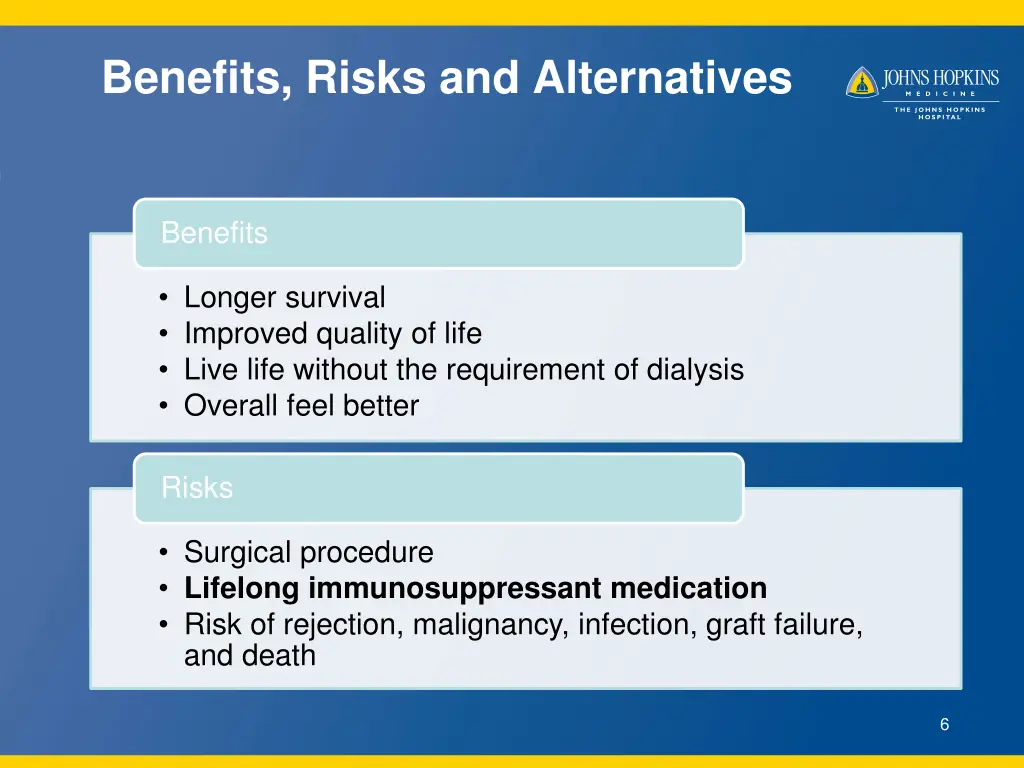 benefits risks and alternatives