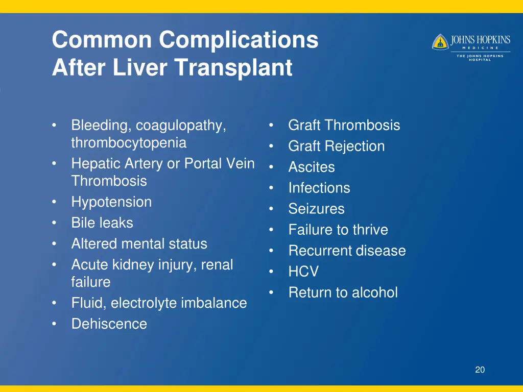 common complications after liver transplant