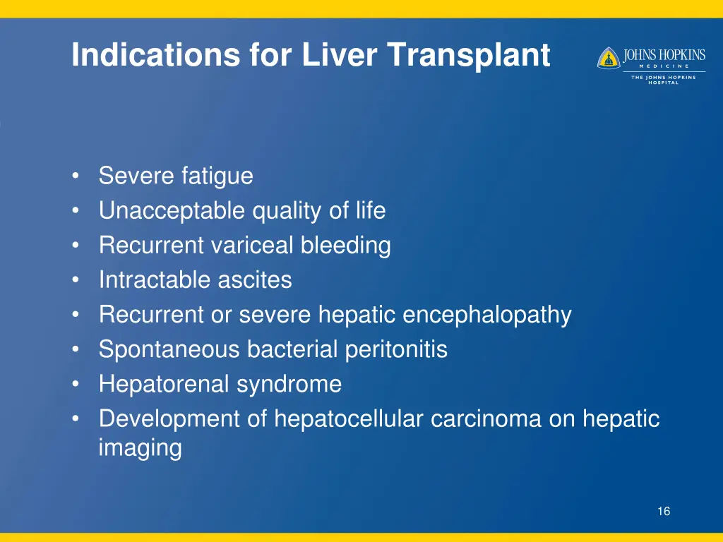 indications for liver transplant