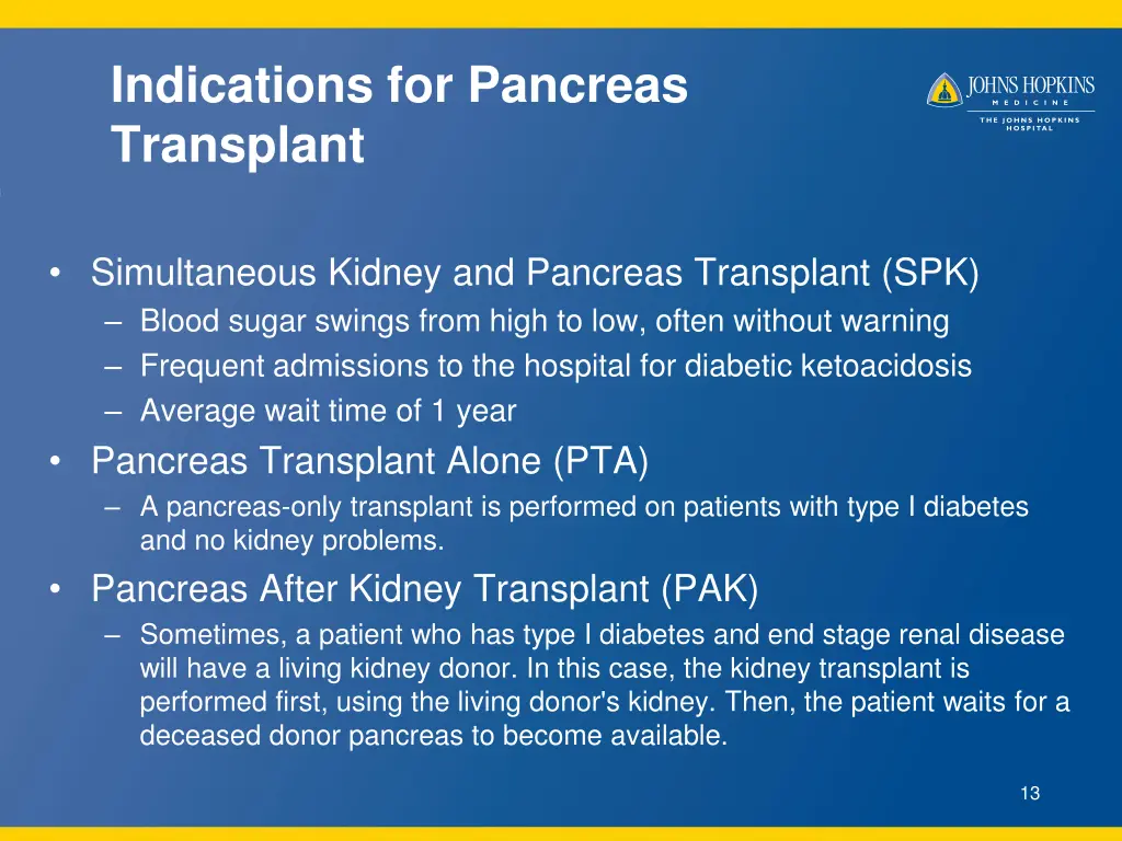 indications for pancreas transplant