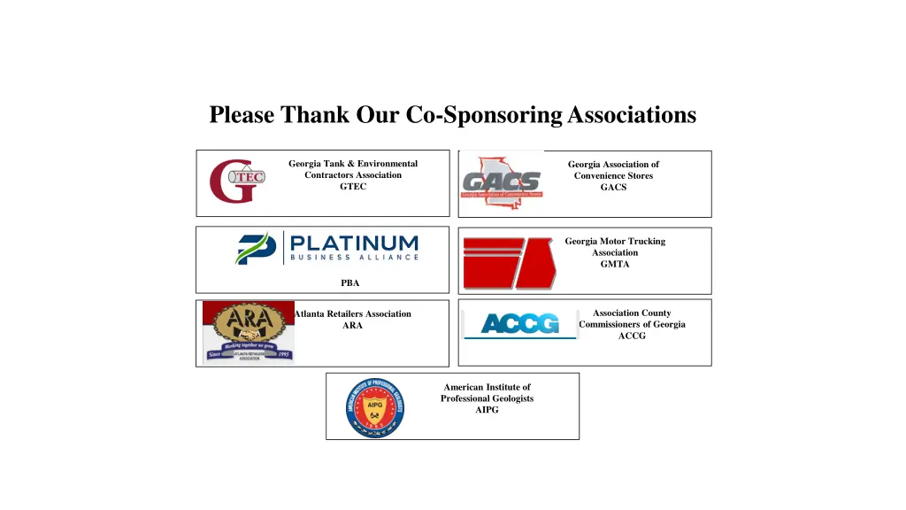 please thank our co sponsoring associations