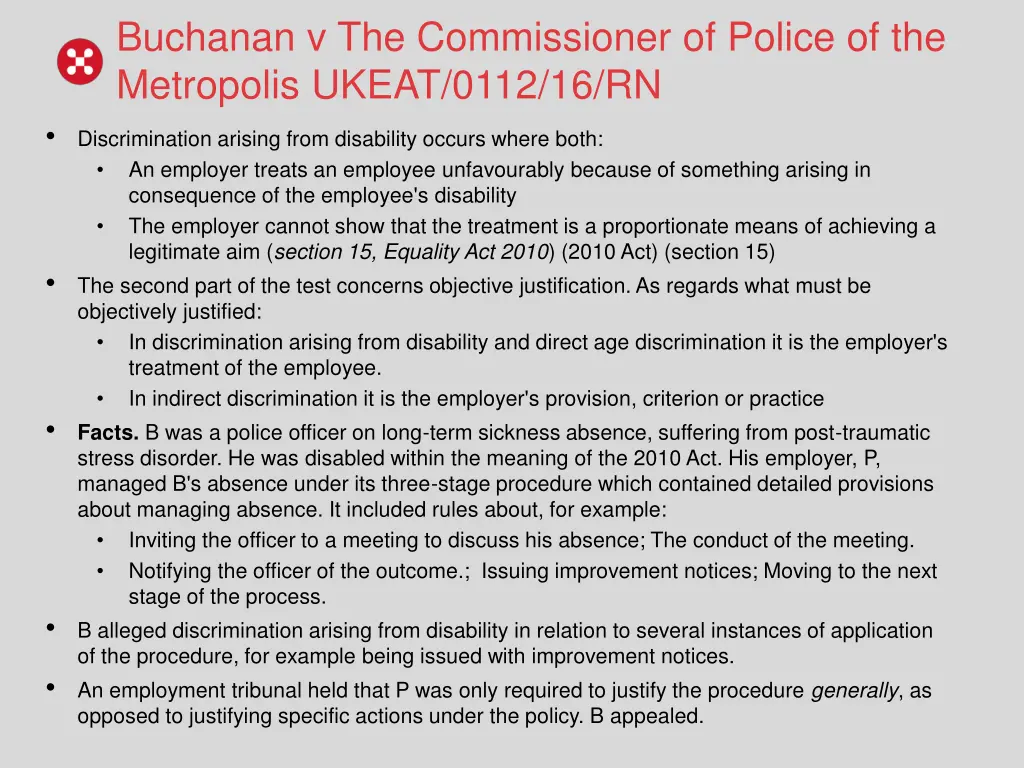 buchanan v the commissioner of police