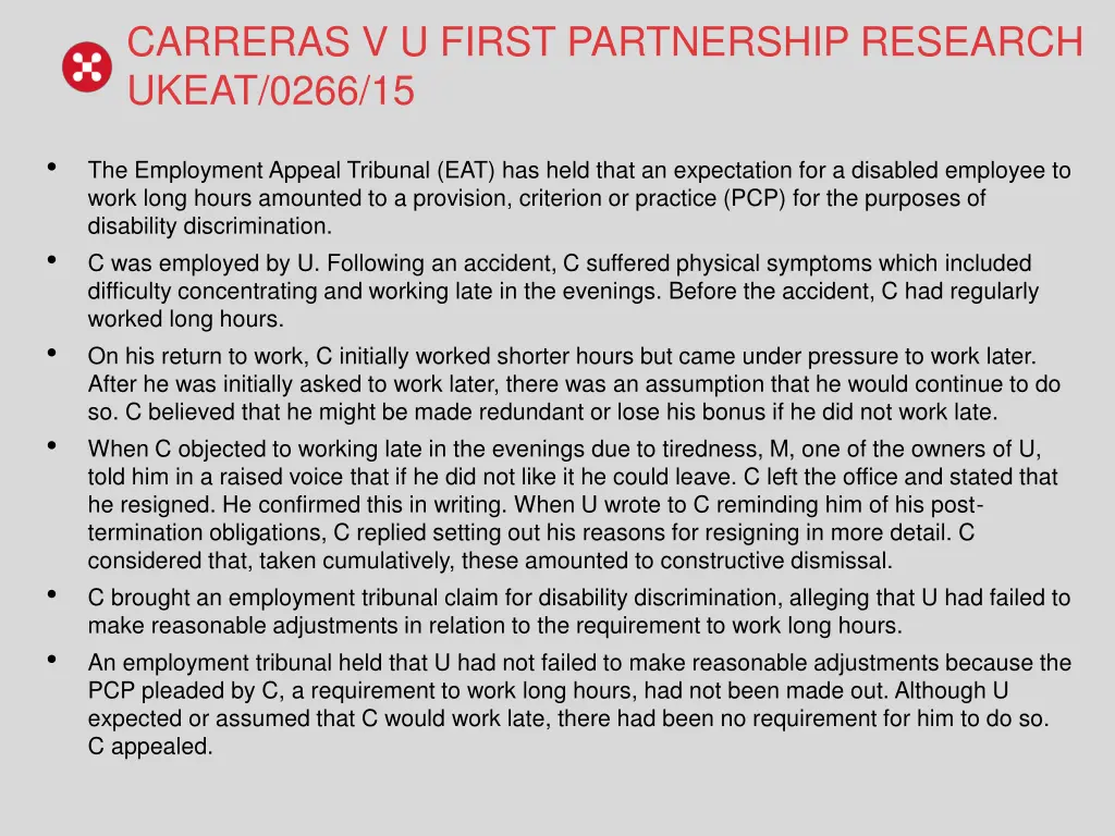 carreras v u first partnership research ukeat